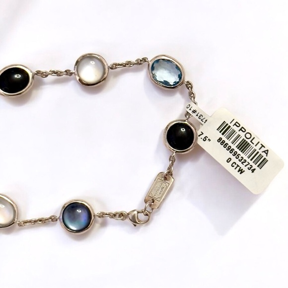 IPPOLITA LUCE 7-STONE CHAIN BRACELET IN STERLING SILVER MOTHER OF PEARL NEW - Picture 11 of 14